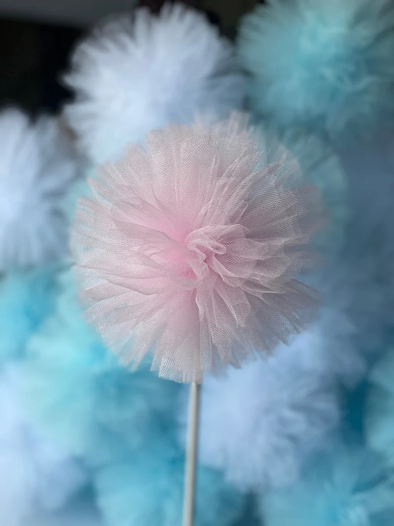 Handmade Tulle Pom Pom Wand: Party & Nursery Decor - Etsy | Etsy (US)