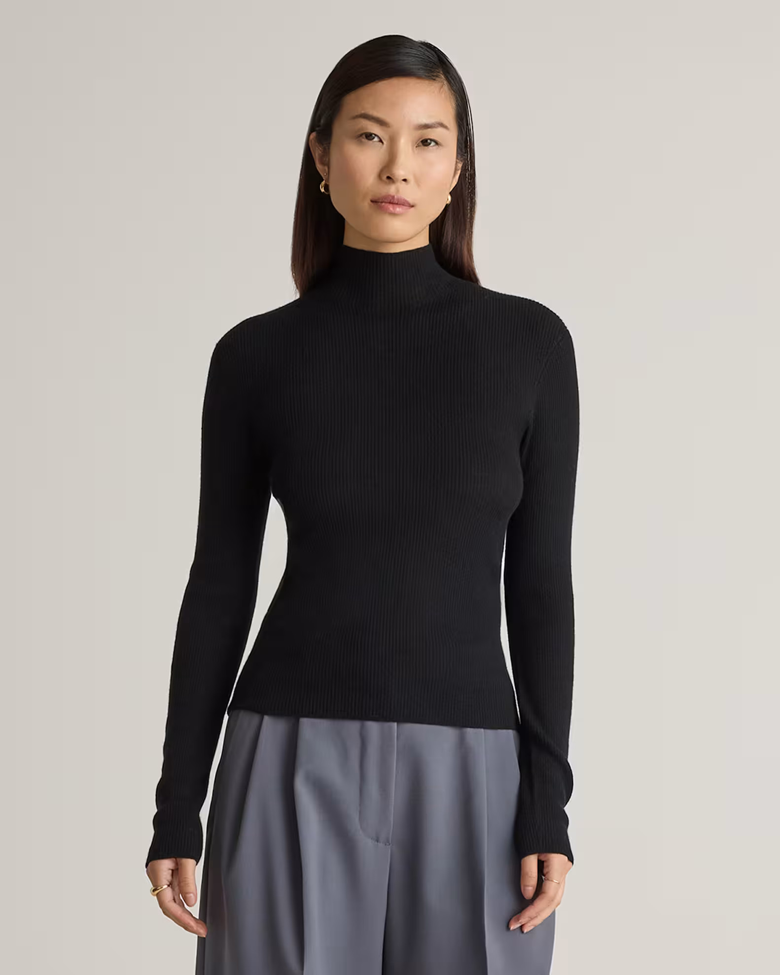 Featherweight Cashmere Ribbed Mockneck Sweater | Quince