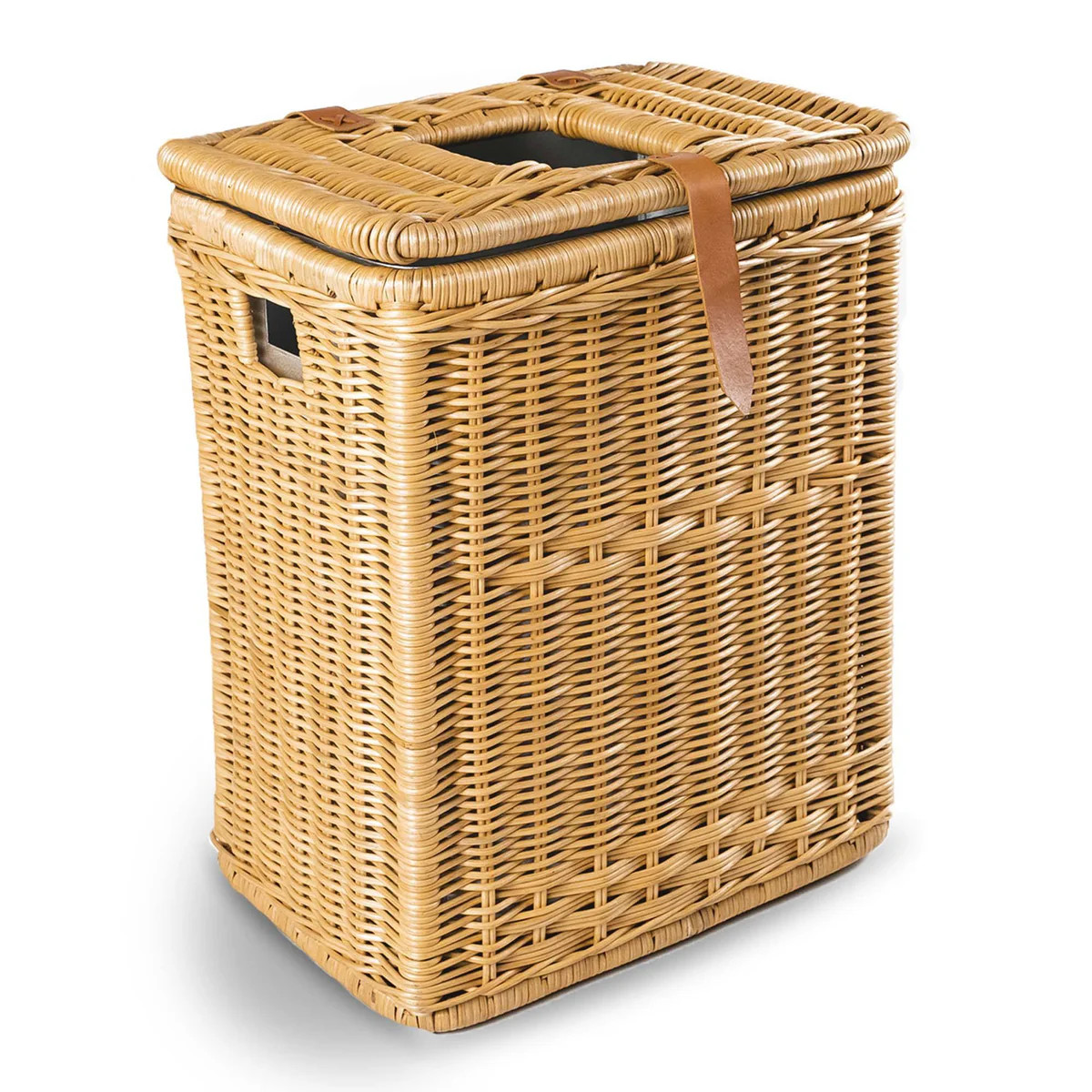 Drop-In Rectangular Wicker Trash Basket with Metal Liner | The Basket Lady