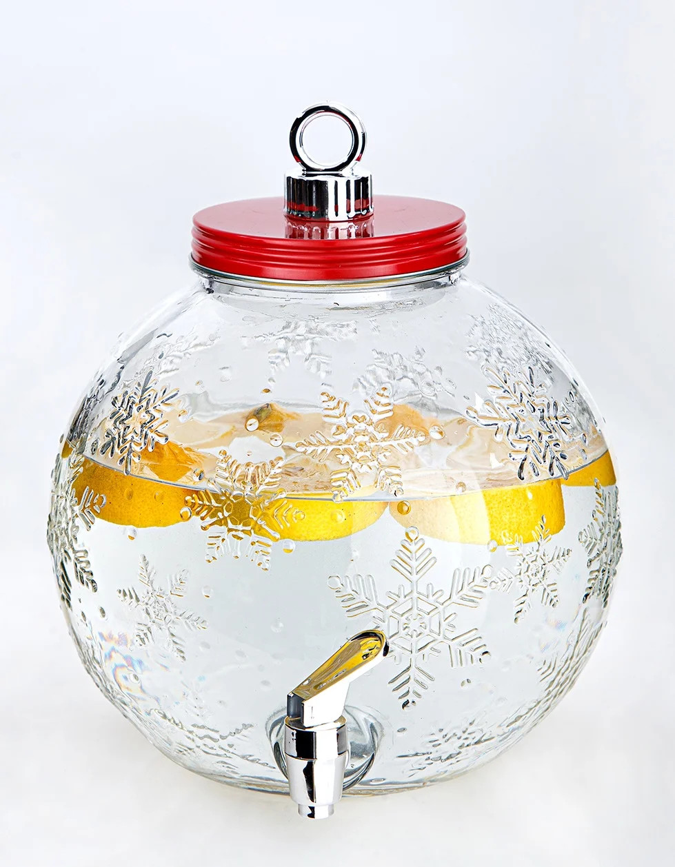 Holiday Time Christmas Ornament Embossed Glass Beverage Dispenser, 1.5 Gallon | Walmart (US)