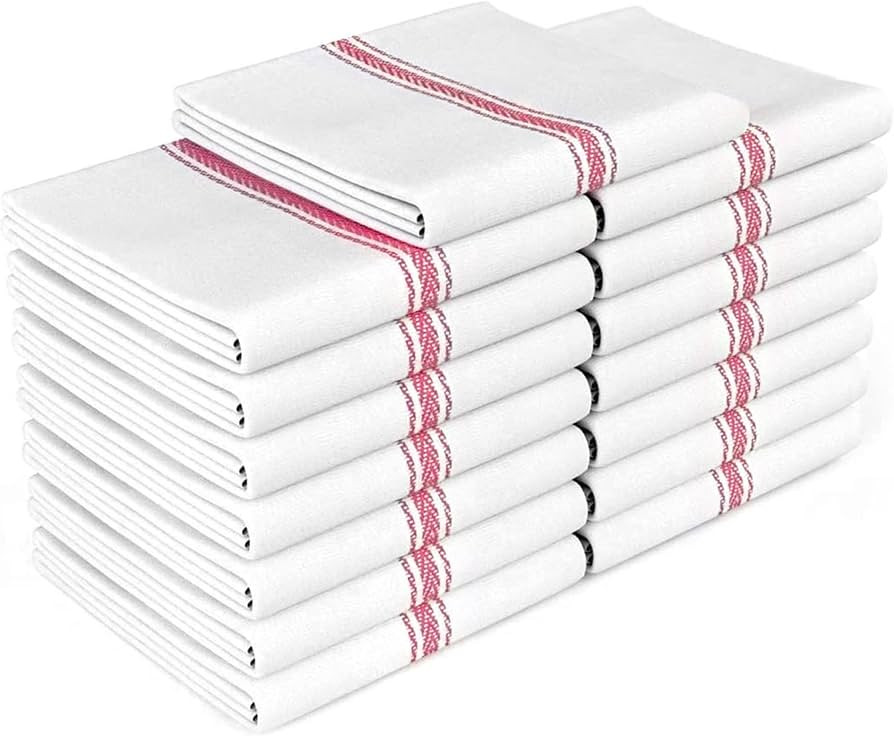 Zeppoli Classic Dish Towels - 15 Pack - 14" by 25" - 100% Cotton Kitchen Towels - Reusable Bulk C... | Amazon (US)