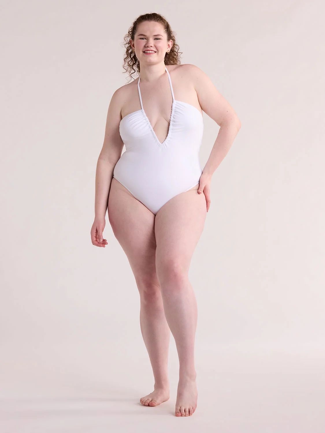 No Boundaries Juniors’ Ruched V-Neck One-Piece Swimsuit, Sizes XS-XL - Walmart.com | Walmart (US)