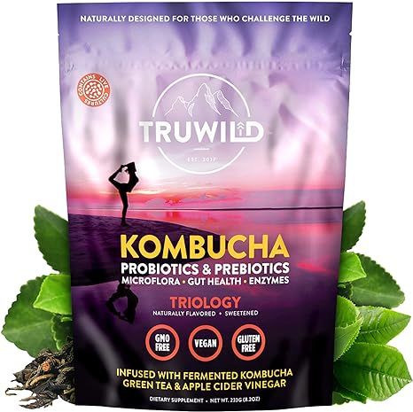 TRUWILD All Natural Kombucha Powder Probiotic Supplement Vegan Drink Mix – Immune Support & Gut... | Amazon (US)