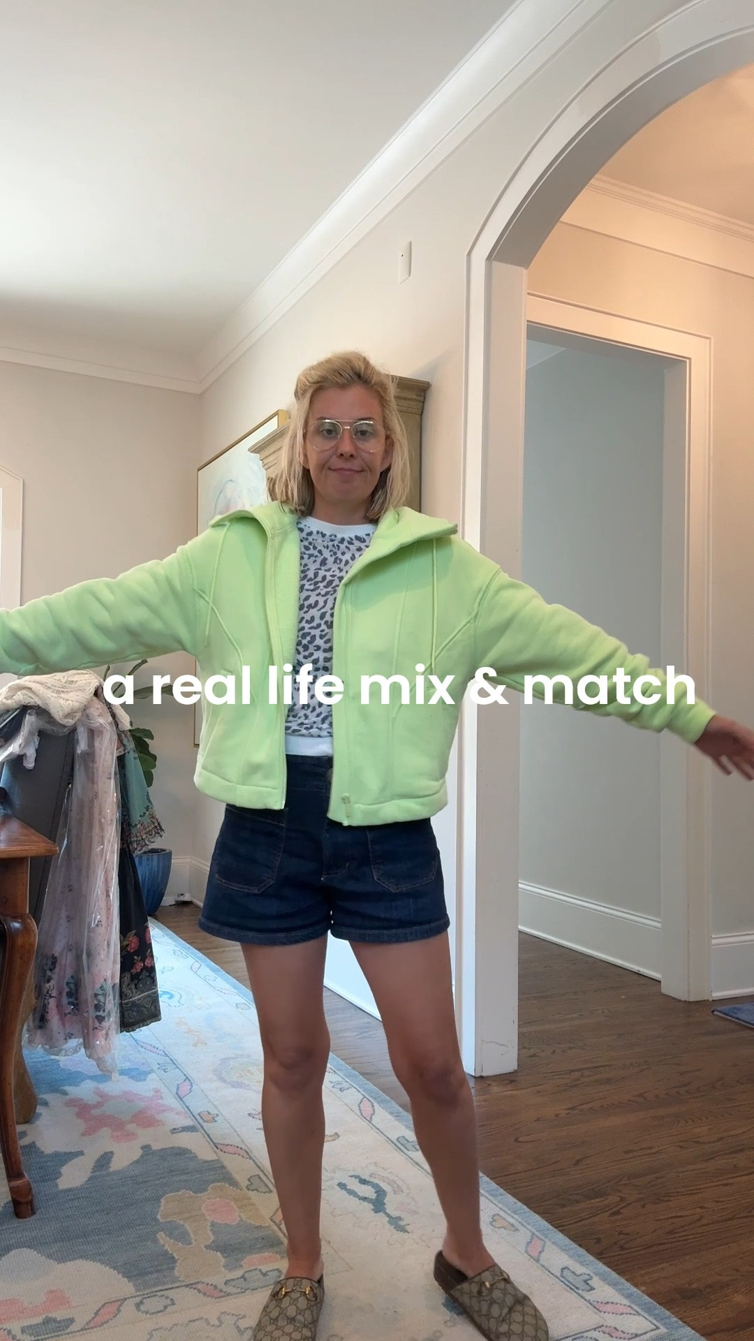 A real life mix & match-

Xs pjs (yes I’m in the top)
38 shoe
Xs jacket
27 shorts

#LTKgrwm #LTKootd #LTKdayinmylife