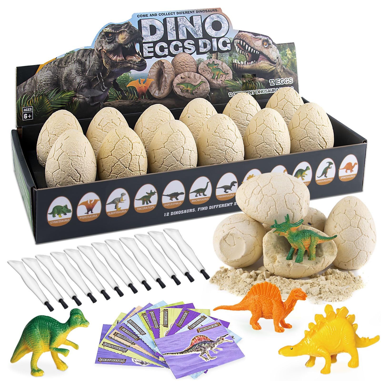 Dinosaur Eggs Excavation Kit - 12 Unique Eggs Dinosaur Toy, Science STEM Gifts for Boys Girls Age... | Amazon (US)