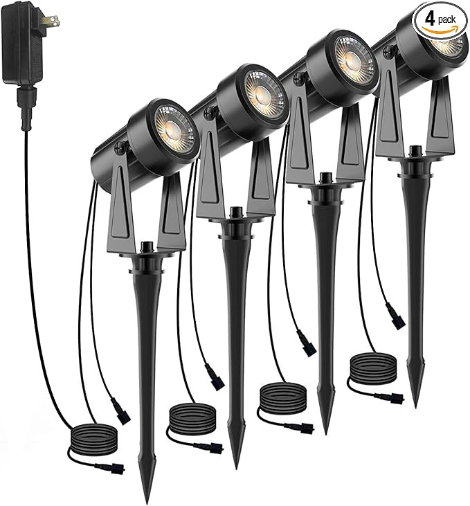 SUNTHIN Outdoor Landscape Lighting, 4 Pack Outdoor Spot Lights with Transformer for Yard, Plant, ... | Amazon (US)