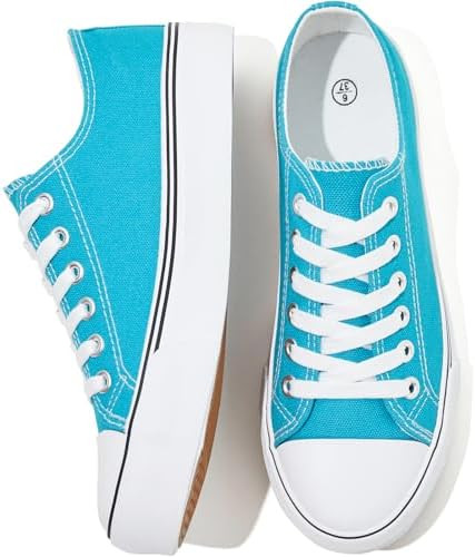 FRACORA Womens White Black Canvas Sneakers Low Top Canvas Shoes for Women Tennis Shoes       
   ... | Amazon (US)