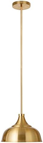 Mackenzie 10.75" Wide Pendant with Metal Shade in Brass/Brass | Amazon (US)