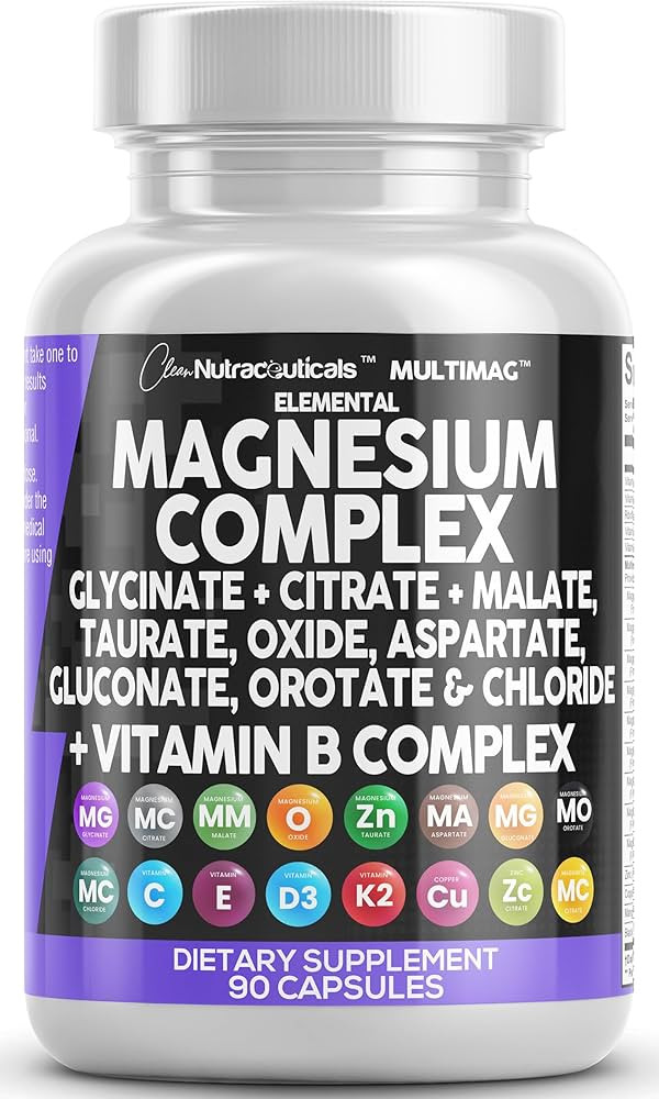 Clean Nutraceuticals Magnesium Complex with Magnesium Glycinate Citrate Malate Oxide Taurate Aspa... | Amazon (US)