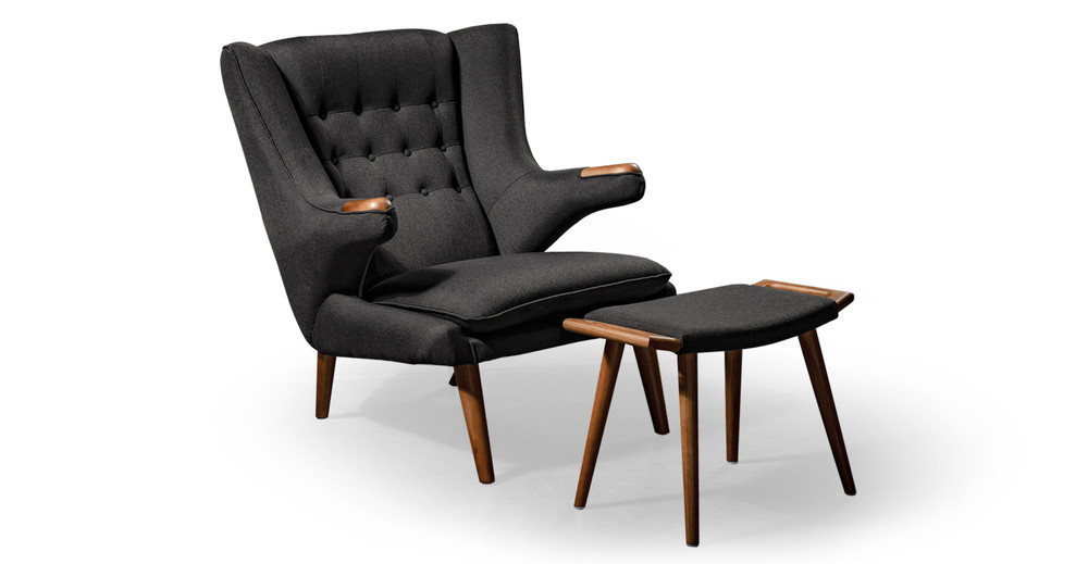 Papa Bear Chair & Ottoman, Urban Ink | Kardiel