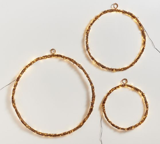 Handcrafted Rattan Rings with Twinkle Lights - Set of 3 | Pottery Barn (US)