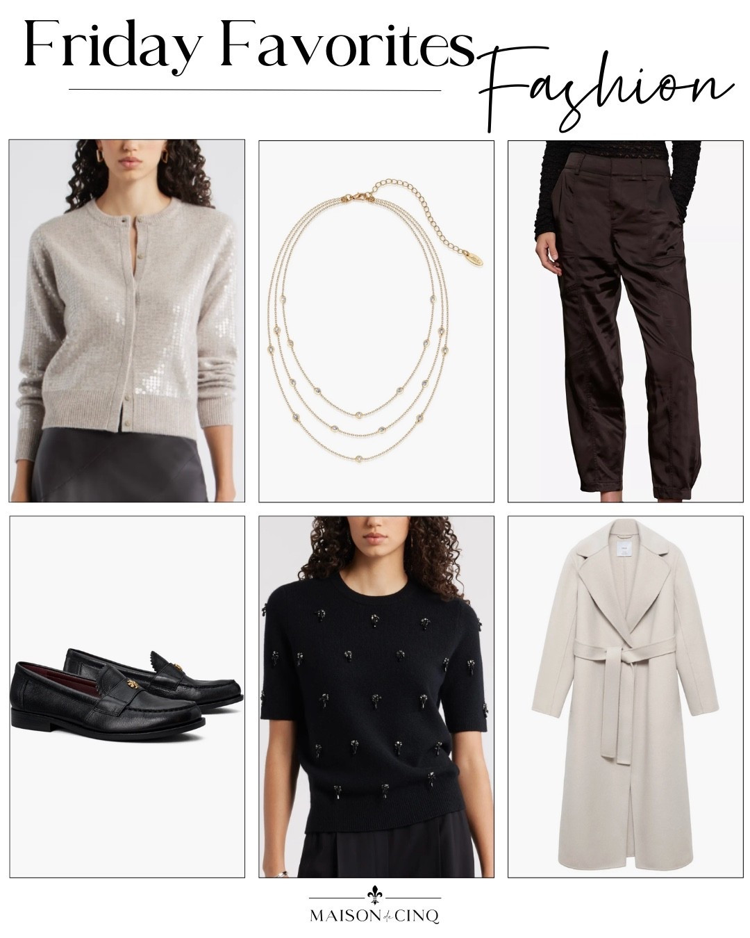 Friday Favorites all on sale for Early Black Friday!

Fall coat, winter coat, sweater, holiday sweater, holiday outfit, necklace, gifts for her, gifts for women, loafers 

#LTKCyberWeek #LTKOver40 #LTKGiftGuide
