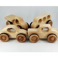 Wooden Montessori Vehicles Car Bus Truck Hot Rod Natural Wooden Toy for Children, Kids, Toddlers, Ba | Etsy (US)