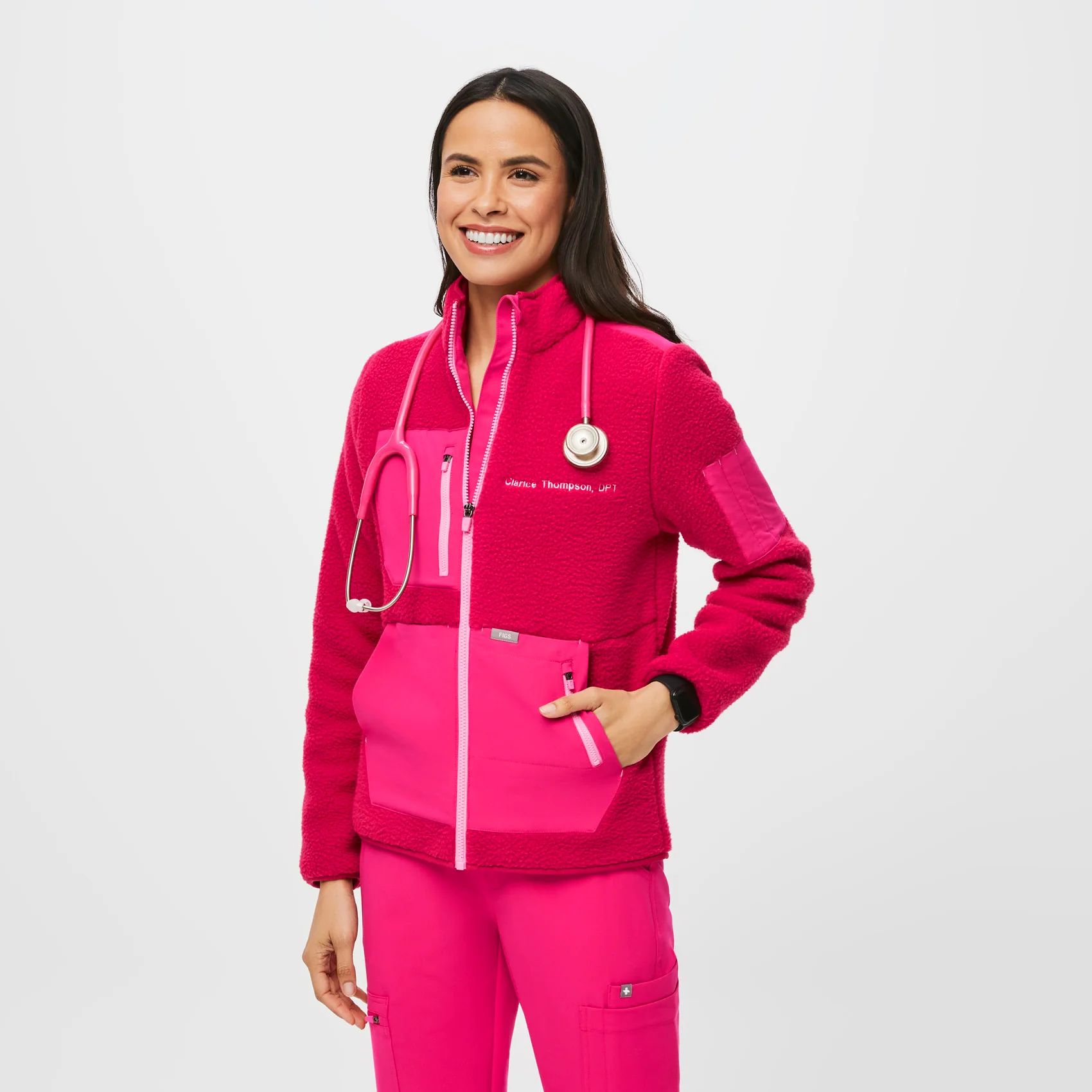 Women’s On-Shift™ Sherpa Jacket - Shocking Pink · FIGS | FIGS