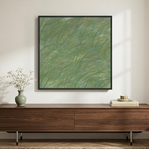 Framed Green Abstract Wall Art, Modern Square Sage Green Canvas Prints Paintings, Minimalist Pictures for Living Room, Bedroom, Dining Room, Hallway Wall Decor 24x24 In | Amazon (US)