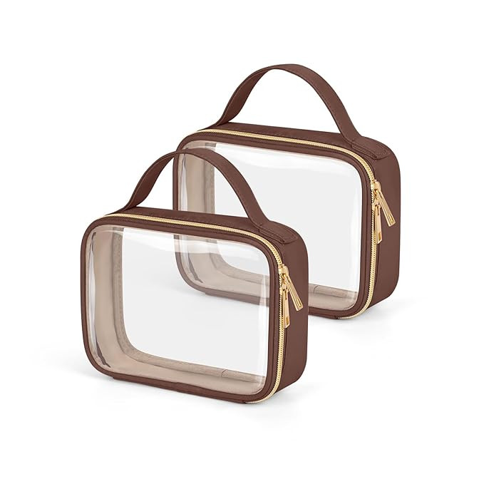 Wedama TSA Approved Toiletry Bag, 2 Pack Clear Makeup Bags with Handles, Quart Size PVC Clear Cos... | Amazon (US)