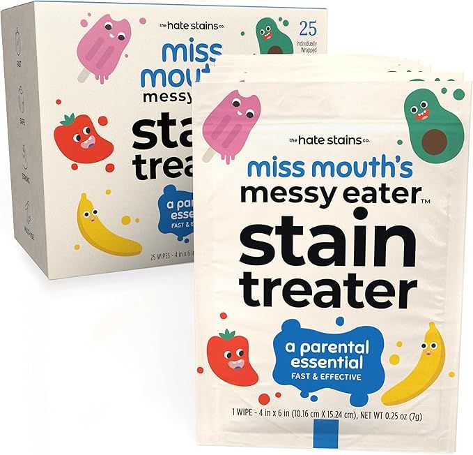 Miss Mouth's Messy Eater Stain Treater Wipes - 25 Pack Stain Remover - Newborn & Baby Essentials ... | Amazon (US)