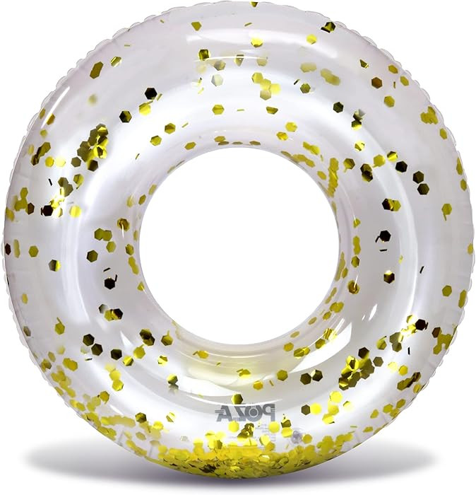 POZA Inflatable Pool Float Tube \u2013 Sparkly Confetti Swim Ring, Heavy Duty UV Resistant Inflat... | Amazon (US)