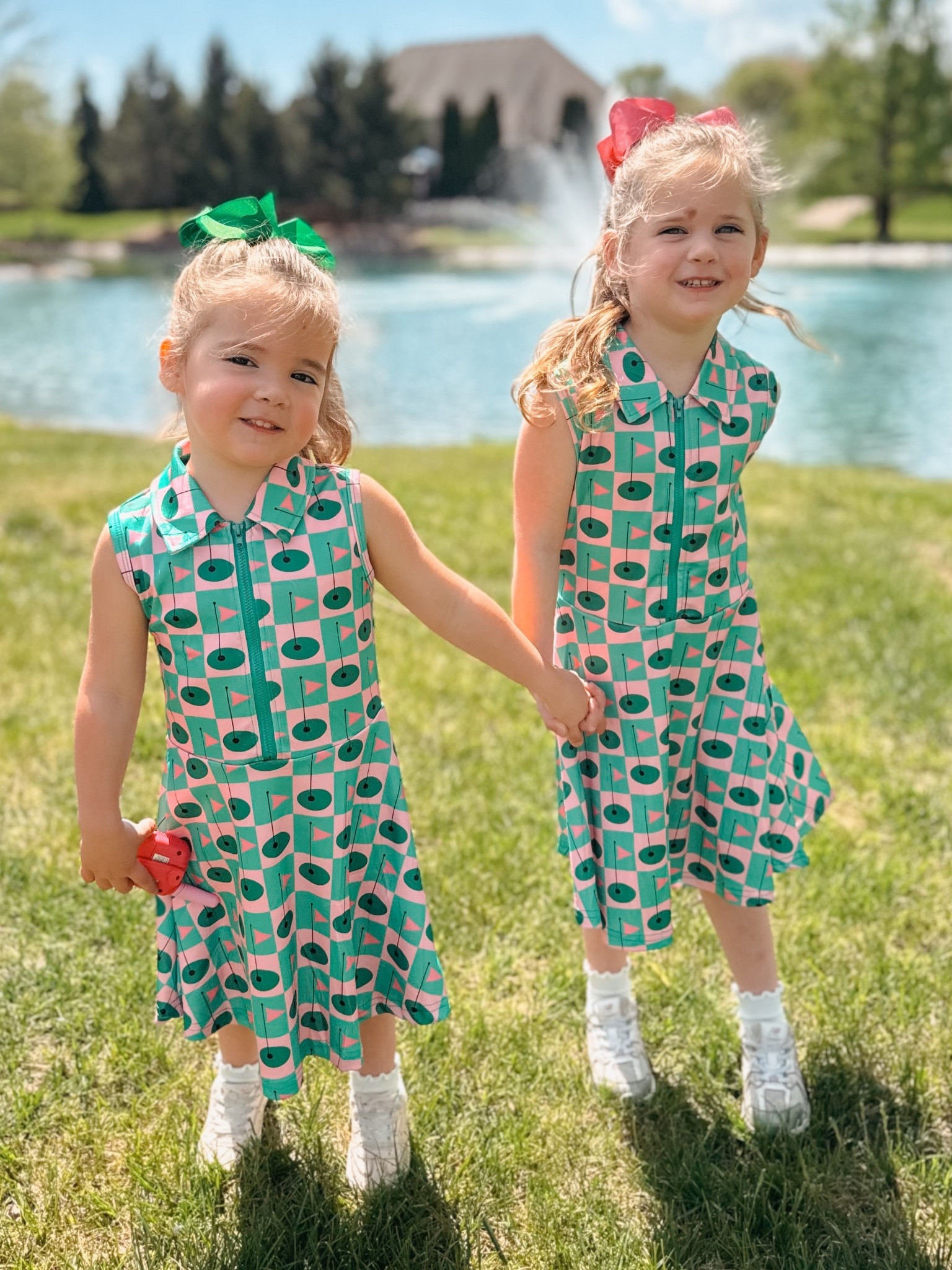 Matching sister moment 💚✨ these golf print toddler dresses are the CUTEST for spring + summer outings! Lightweight, stretchy, and super comfy (mama win 🙌) — perfect for park days, vacations, or even a casual day at the course ⛳️

I love the collared, zip-front detail + the twirl factor is 10/10 😍

Available in multiple toddler sizes — runs true to size!

#LTKSeasonal #LTKSaleAlert #LTKootd