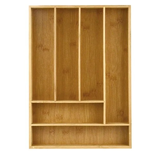 organic bamboo utility drawer, heim concept 6-slot organizer cutlery tray layout for utensils uti... | Walmart (US)