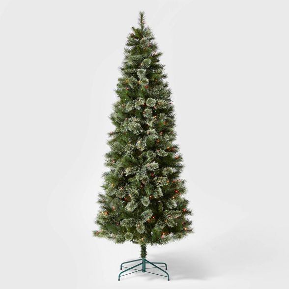 7.5ft Pre-lit Artificial Christmas Tree Slim Virginia Pine Multicolored Lights - Wondershop™ | Target