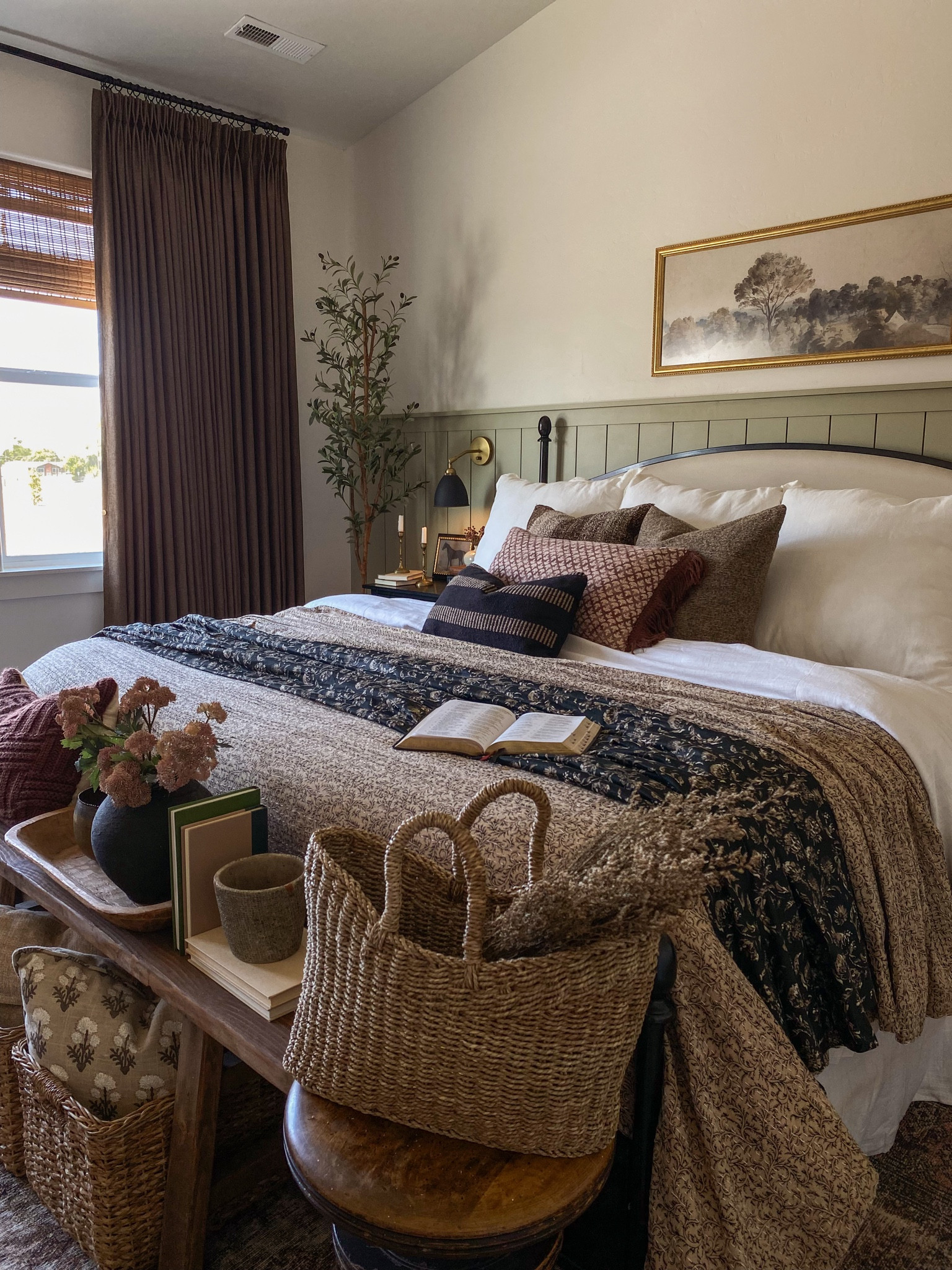 Our primary bedroom inspiration, old-world, collected, vintage style, loloi rug, Kantha quilt, noodle bench, wooden bench, Target style, home decor, Amazon finds, black affordable nightstands, affordable home decor, budget friendly home decor, four post bed, Turkish pillows, vintage pillows, checkered throw blanket, euro pillows, four post bed, budget friendly, euro pillows, vintage candle holders, antique piano stool, collected home, brown curtains, custom drapes


#LTKhome #LTKstyletip #LTKfindsunder50