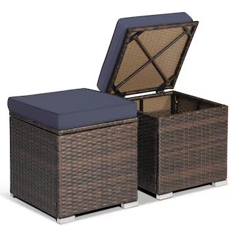 BABOOM Set of 2 Rattan Ottoman Mix Brown Rattan Ottoman | Lowe's