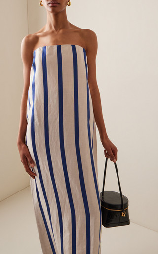 Maine Strapless Striped Tencel-Linen Maxi Dress | Moda Operandi (Global)