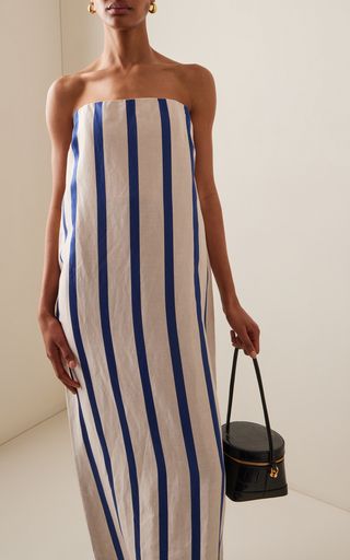 Maine Strapless Striped Tencel-Linen Maxi Dress | Moda Operandi (Global)