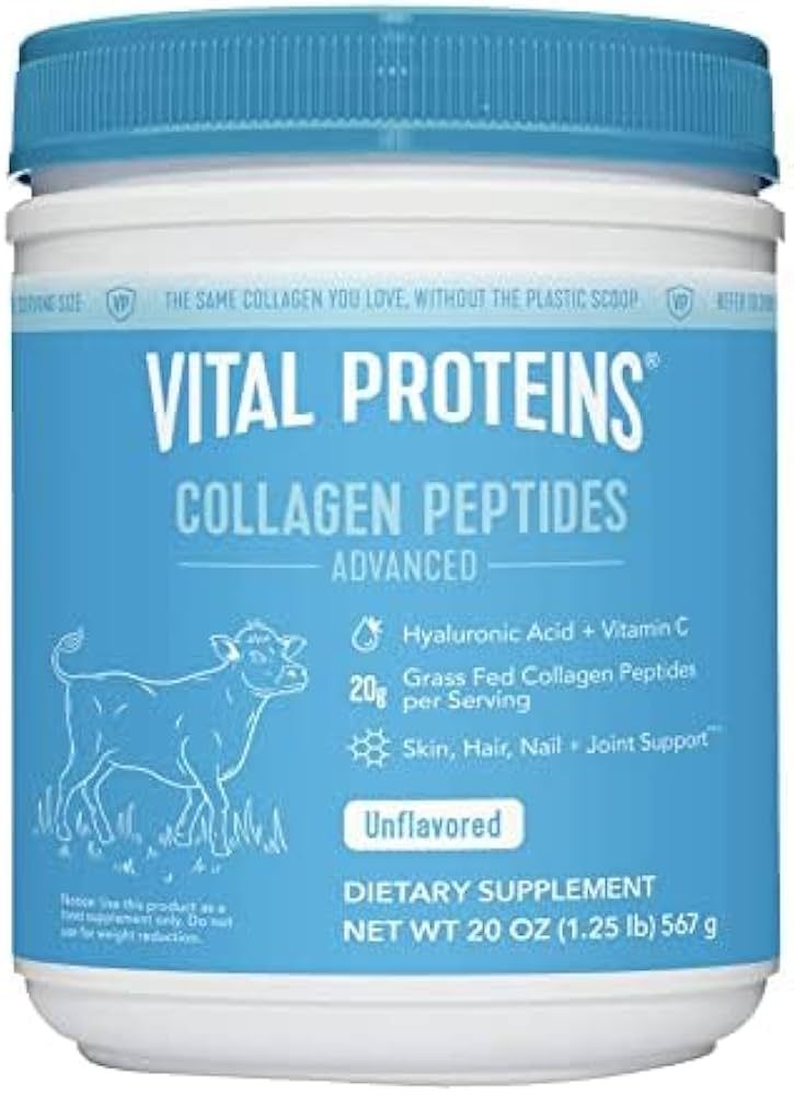 Vital Proteins Collagen Peptides Powder with Hyaluronic Acid and Vitamin C, Unflavored, 20 oz | Amazon (US)