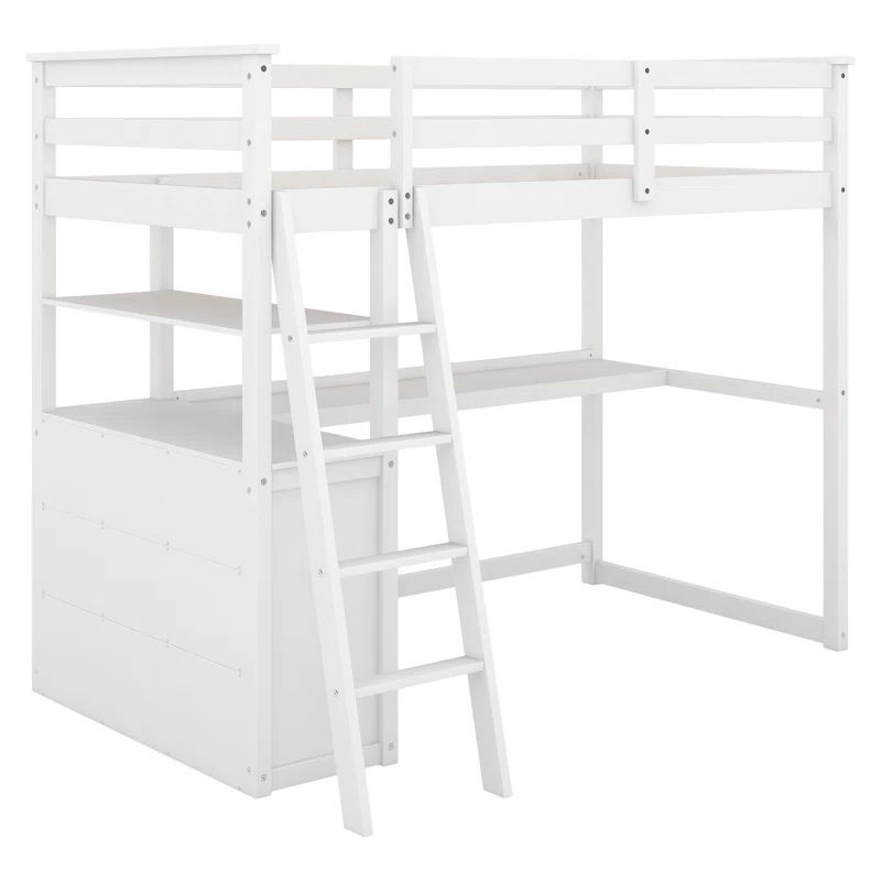 Evo 2 Drawer Loft Bed with Built-in Desk and Shelves | Wayfair North America