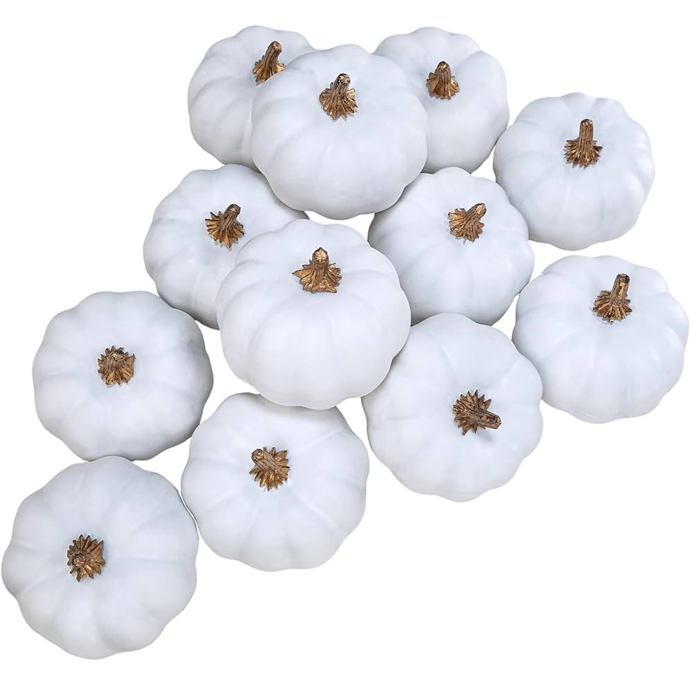 Winlyn 12 Pcs Small Artificial White Pumpkins Decorative White Foam Pumpkins Harvest Pumpkins 3" ... | Amazon (US)