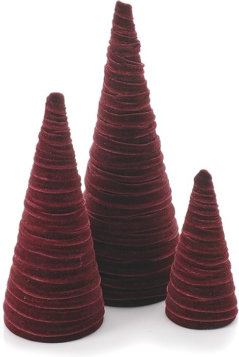 Set of 3 Burgundy Velvet Trees, Luxurious Handcrafted Home Decor, Christmas Tabletop Tree, Booksh... | Amazon (US)