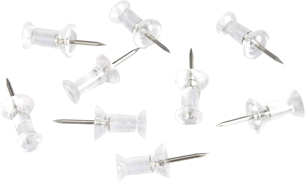 Amazon Basics Push Pins Tacks, Steel Point, Clear Plastic Head, for Bulletin Board, Maps, Posters... | Amazon (US)