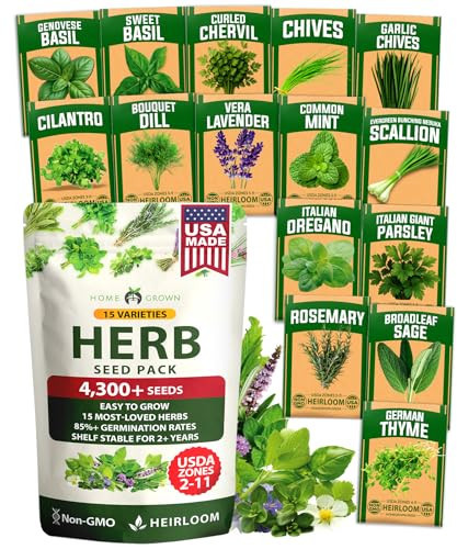 15 Culinary Herb Seeds - Heirloom & Non GMO - High Germination Rate - Seeds for Planting Indoor Hydroponic or Outdoor Herbs Garden | Gardening Gift Men Women Gardeners - Basil, Cilantro, Mint | Amazon (US)