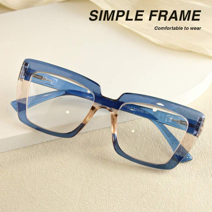 1pc Vintage Square Retro Reading Glasses, Chic Two-Tone Frames In Refreshing Tea Color, Comfortab... | SHEIN