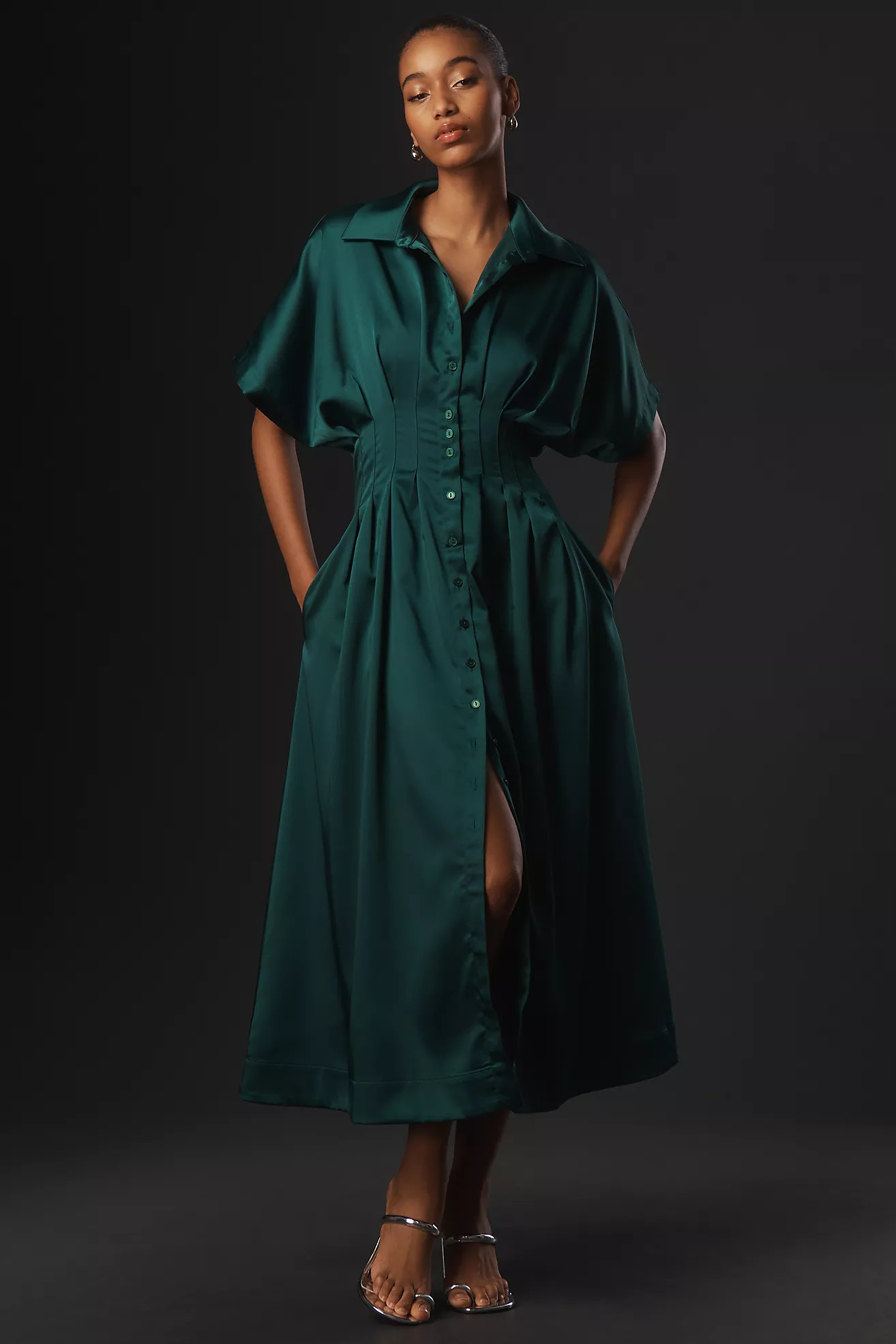 The Tobie Satin Shirt Dress by Exquise | Anthropologie (US)