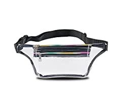 Holographic Fanny Pack for Women Men, Water Resistant Crossbody Waist Bag Pack with Multi-Pockets... | Amazon (US)
