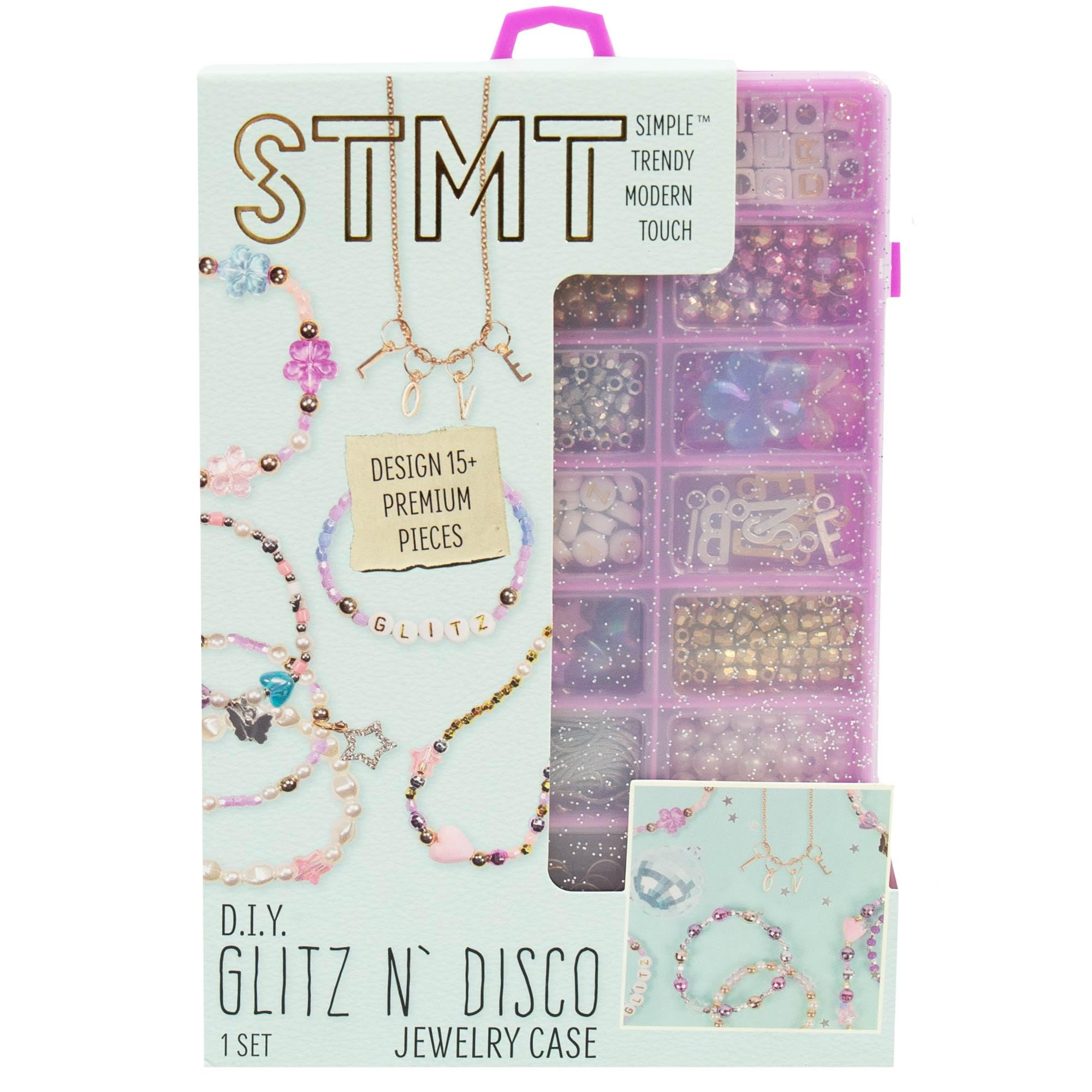 STMT D.I.Y. Glitz ‘N Disco Jewelry Case, Makes Over 15 Accessories, Includes Disco Beads for Bracelets, Charms & Storage, Bracelet Making Kit, Great Gifts for Girls, Jewelry Making Kit for Girls 8-12 | Amazon (US)
