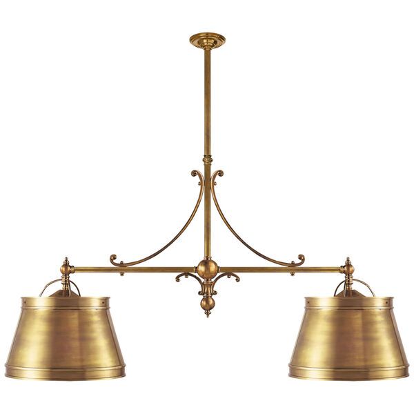 Sloane Double Shop Pendant in Antique-Burnished Brass with Antique-Burnished Brass Shades by E. F... | Bellacor