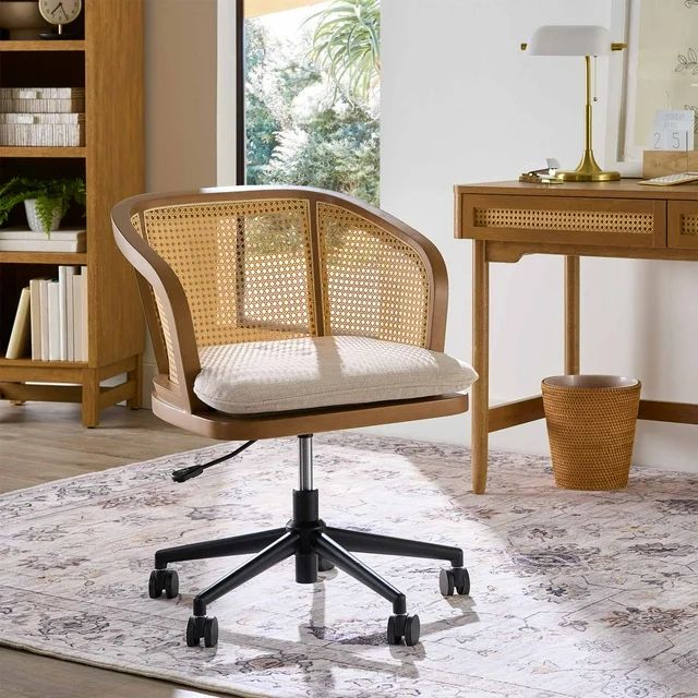 Better Homes & Gardens Springwood Caning Office Chair, Light Honey | Walmart (US)