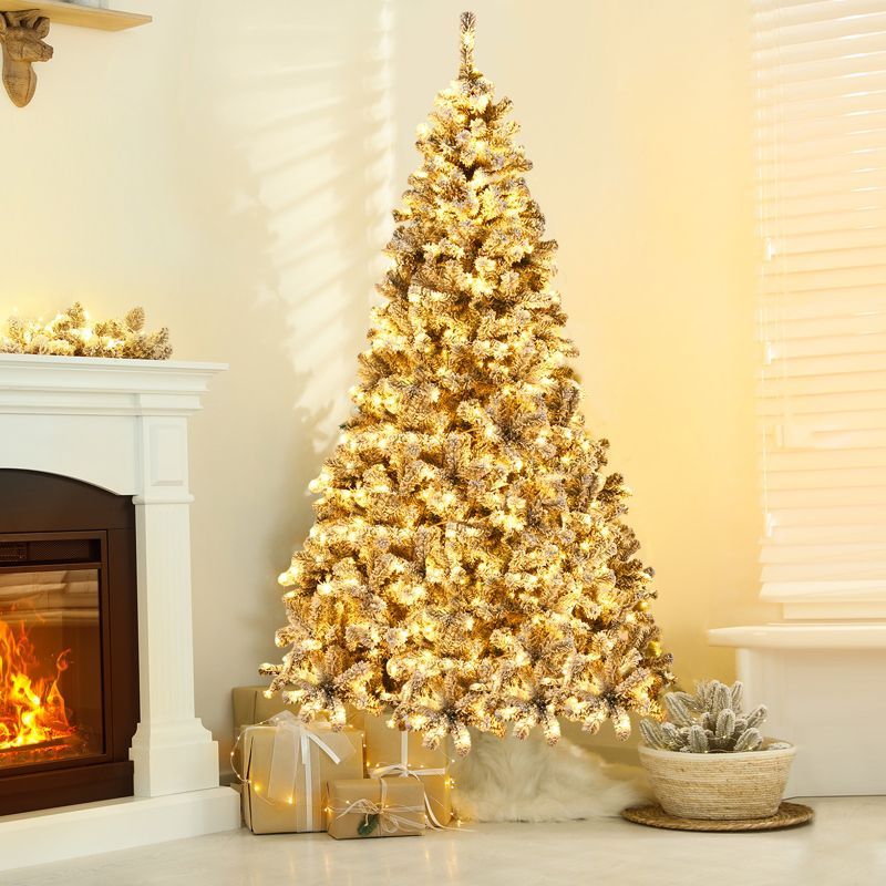 Costway Prelit 7.5ft Christmas Tree Flocked Xmas Snowy Tree 450 LED Lights | Target