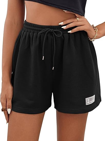 MakeMeChic Women's Casual Drawstring Waist Sweat Shorts Running Track Shorts | Amazon (US)