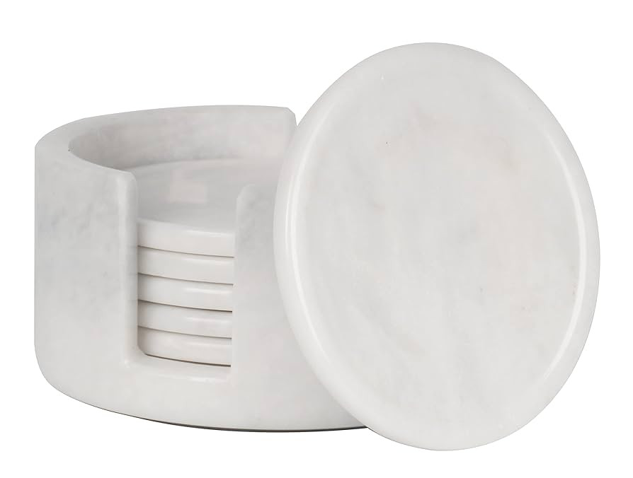 Radicaln Marble Coaster Set Round 3.5" Inches White Handmade Absorbent Coasters for Drinks, Ideal... | Amazon (US)