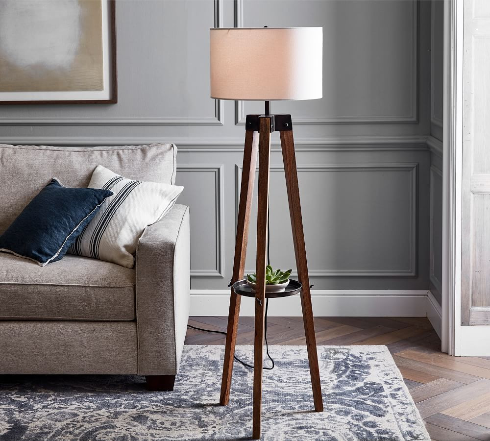 Miles Tripod Wood Floor Lamp | Pottery Barn (US)