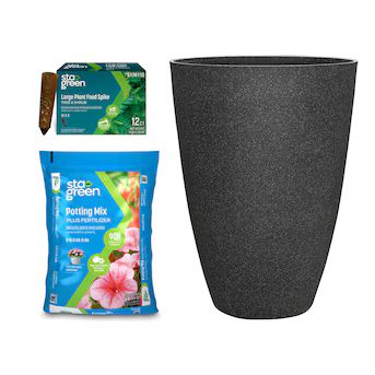 allen + roth allen + roth Black Resin Planter , Potting Mix and Large  Plant Food Spikes at Lowes... | Lowe's