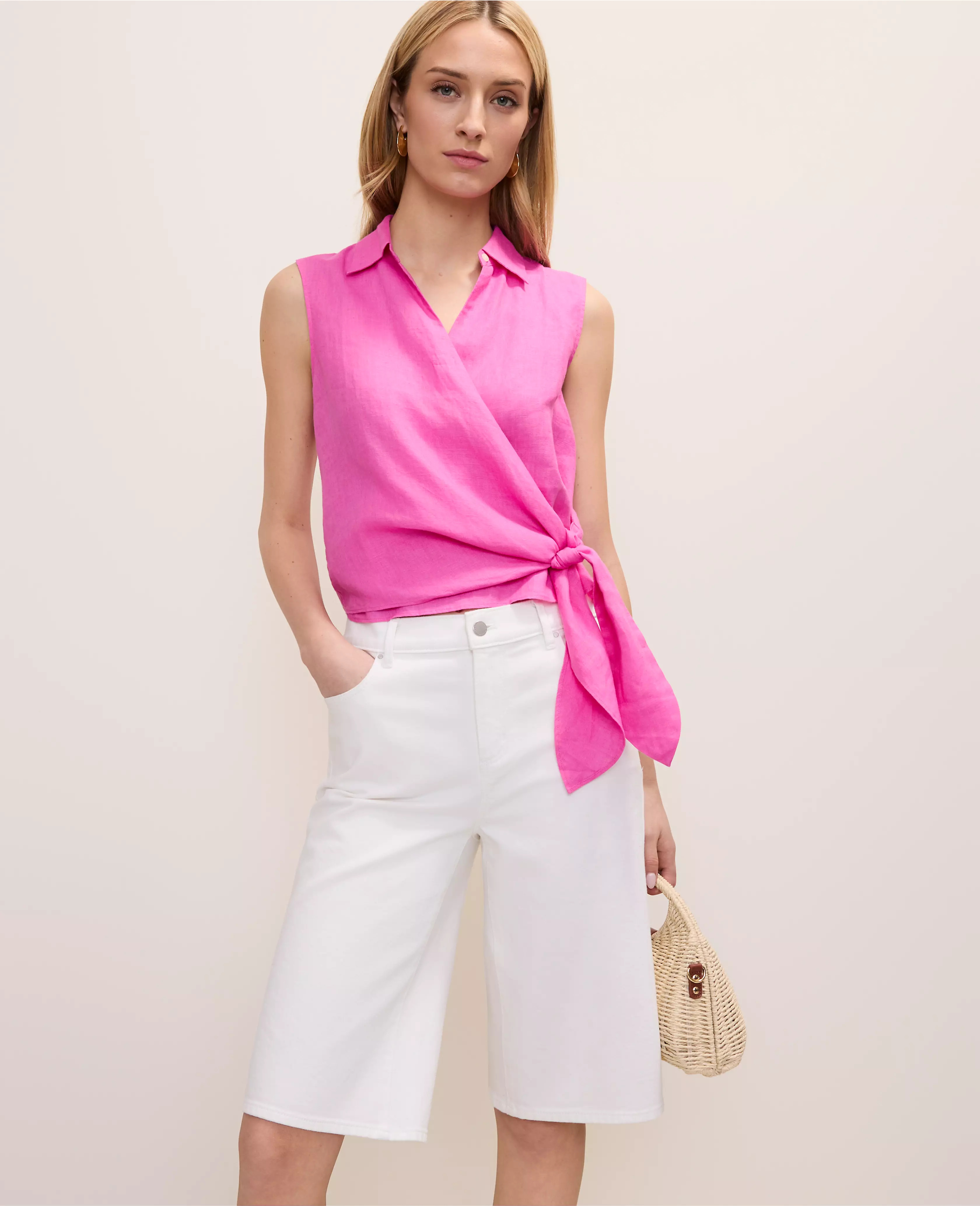 Tie Waist Blouse in Linen | Ann Taylor