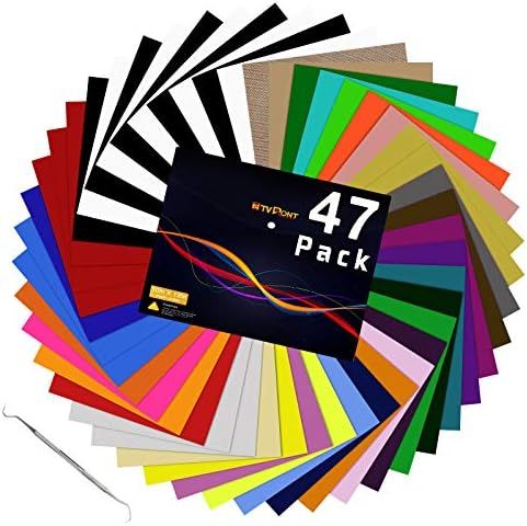 HTV Heat Transfer Vinyl Bundle: 47 Pack 12" x 10" Iron on Vinyl for T-Shirt, 33 Assorted Colors w... | Amazon (US)