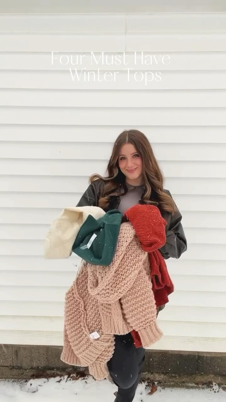 Four Must-Have Winter Tops! 

KAYLYNM25 for 25% off! 

Perfect for layers! Oversized sweaters, chunk knit cardigan, etc. winter outfit inspo