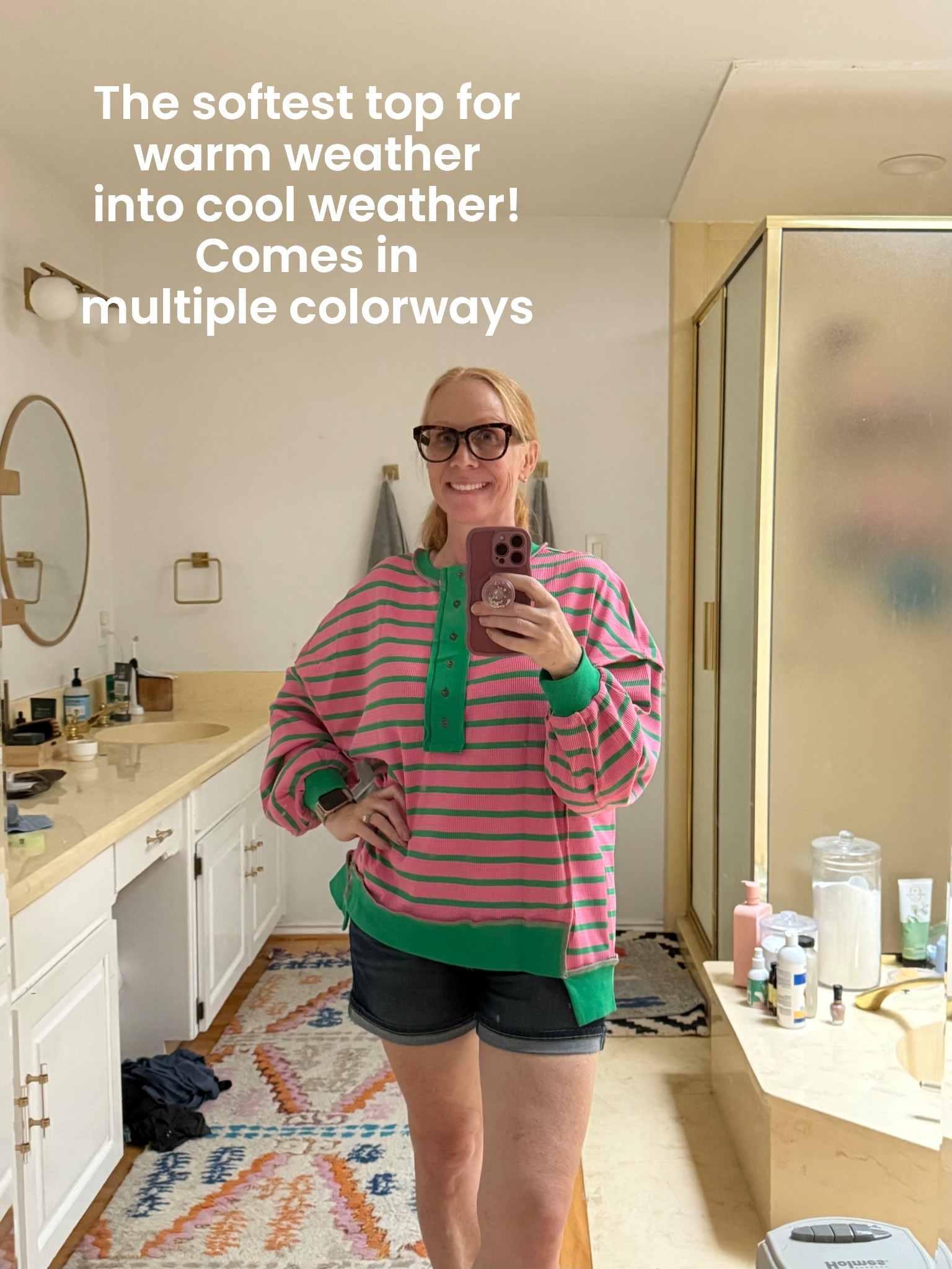 I’m loving this top for going from warm to cool weather. 21% off right now! Comes in multiple colors. I’m wearing a small. Runs a bit big  

#LTKStyleTip #LTKSeasonal #LTKFindsUnder50